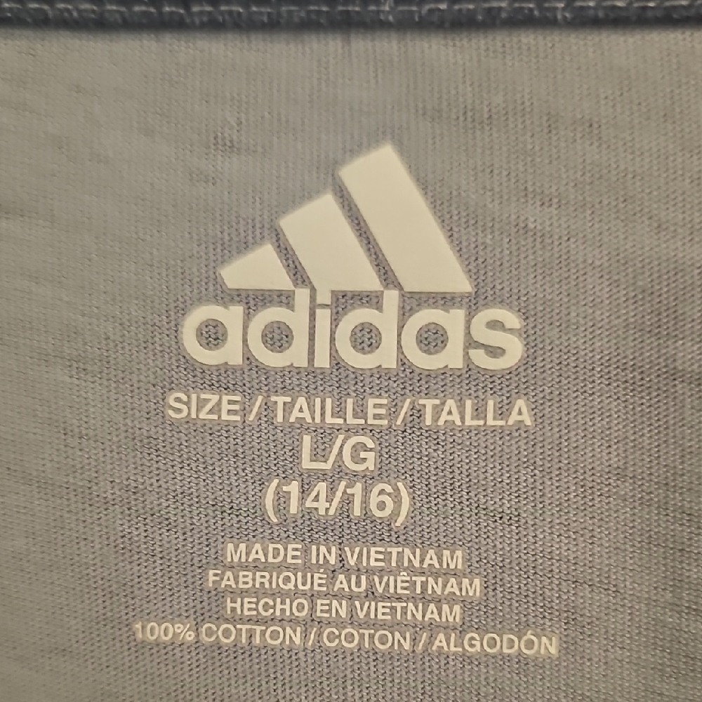 Adidas Blue and Red Short Sleeve Tee with Distinctive Logo - Picture 2 of 4